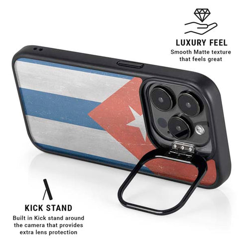 Cuban Flag Distressed iPhone 15 Pro Max Kickstand Case